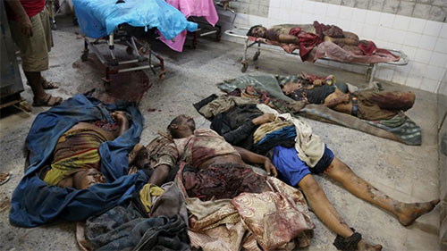Cadáveres de los civiles asesinados en Yemen en Al Hodeida Nueva masacre de la agresión saudí en Yemen